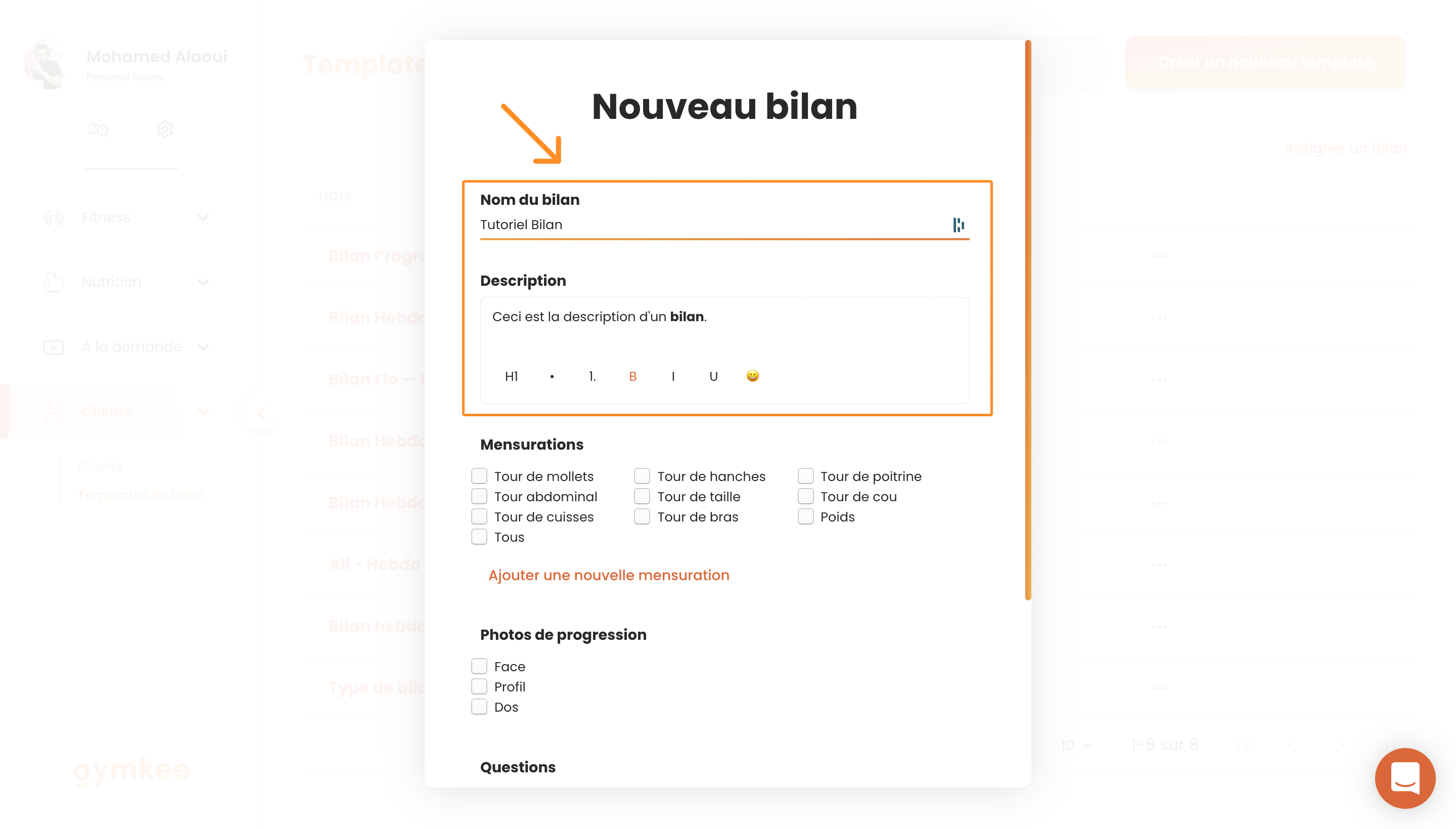 Créer un template de Bilan — screenshot 3