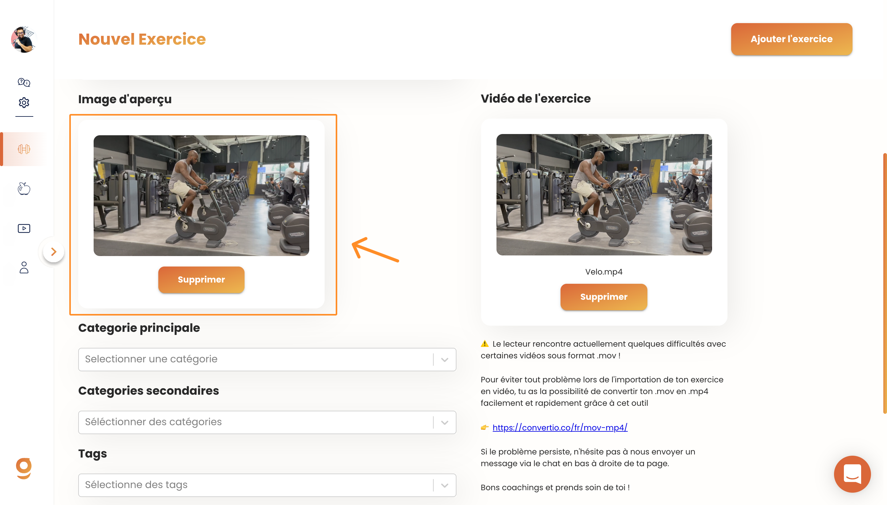 Ajouter ses propres vidéos d'exercices sur Gymkee — screenshot 6