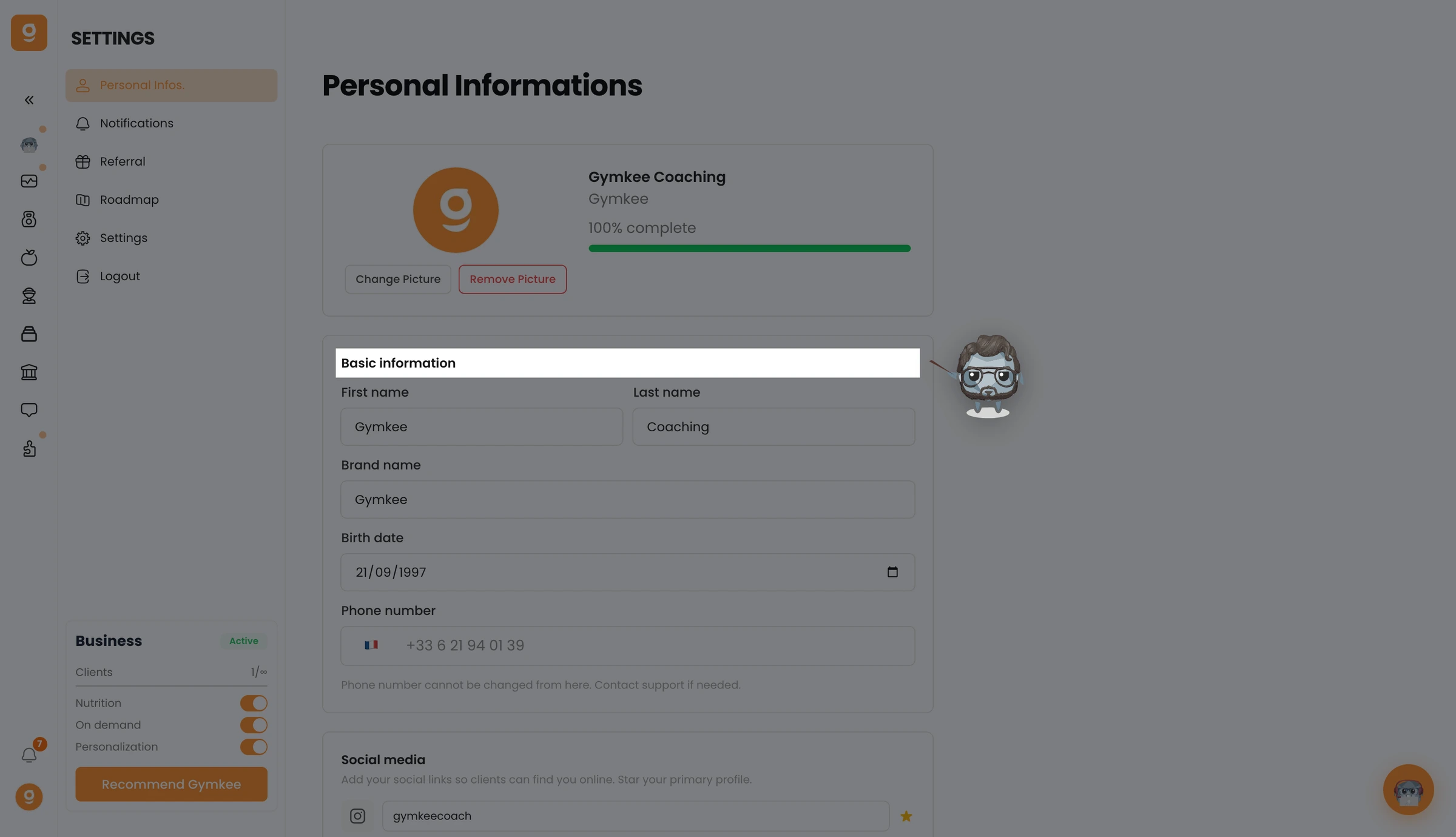 Edit your personal informations — screenshot 1