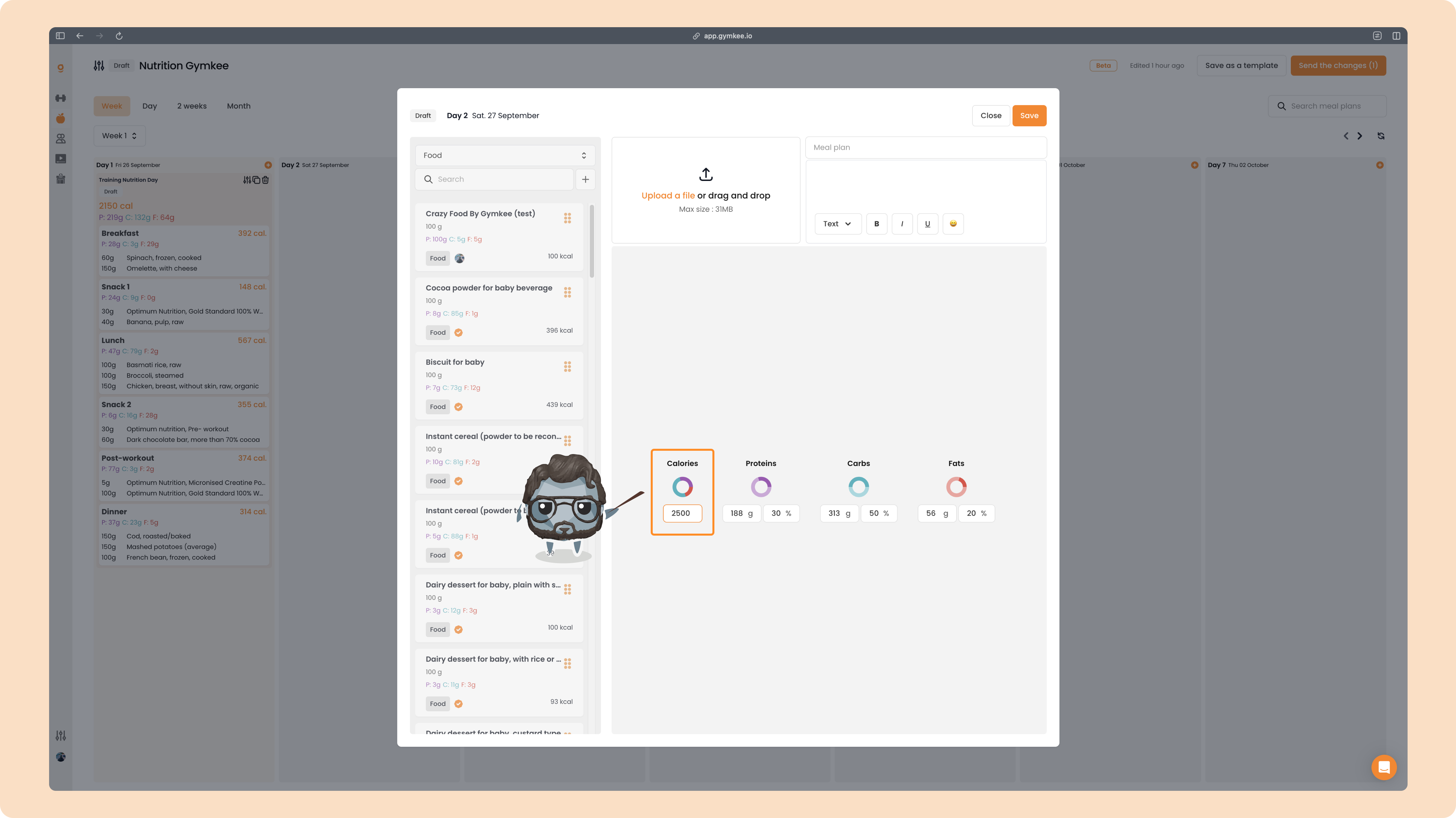 Créer un plan nutrition avec objectif calorique journalier (sans détails par repas) — screenshot 3