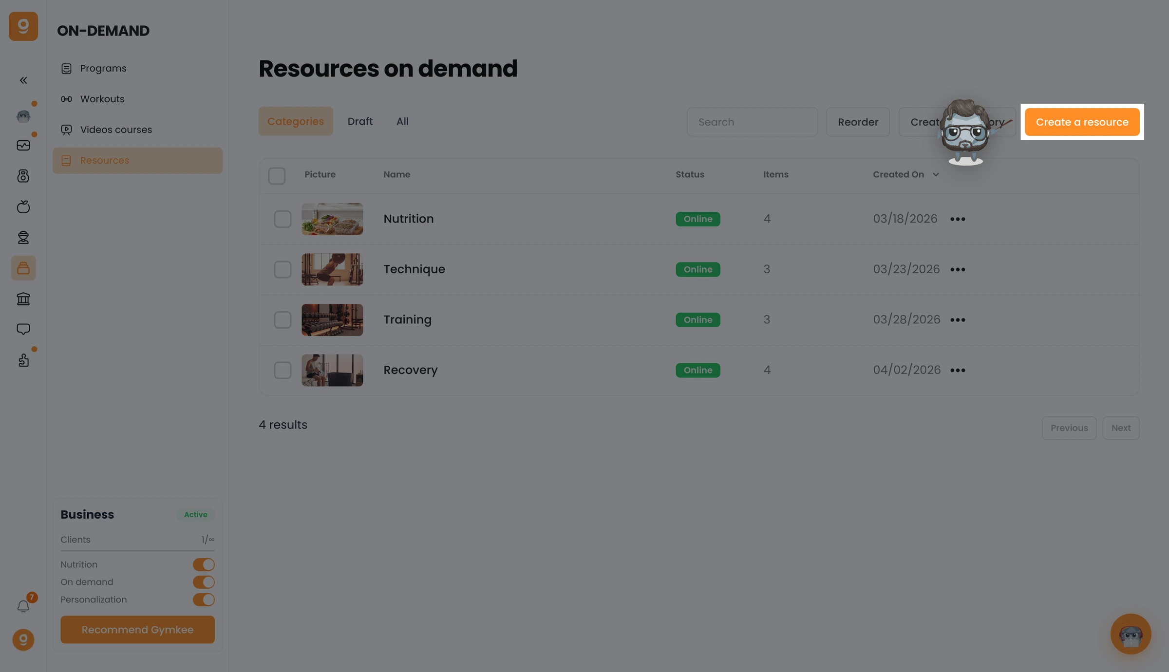 Vendere programmi automatici su Gymkee — screenshot 1