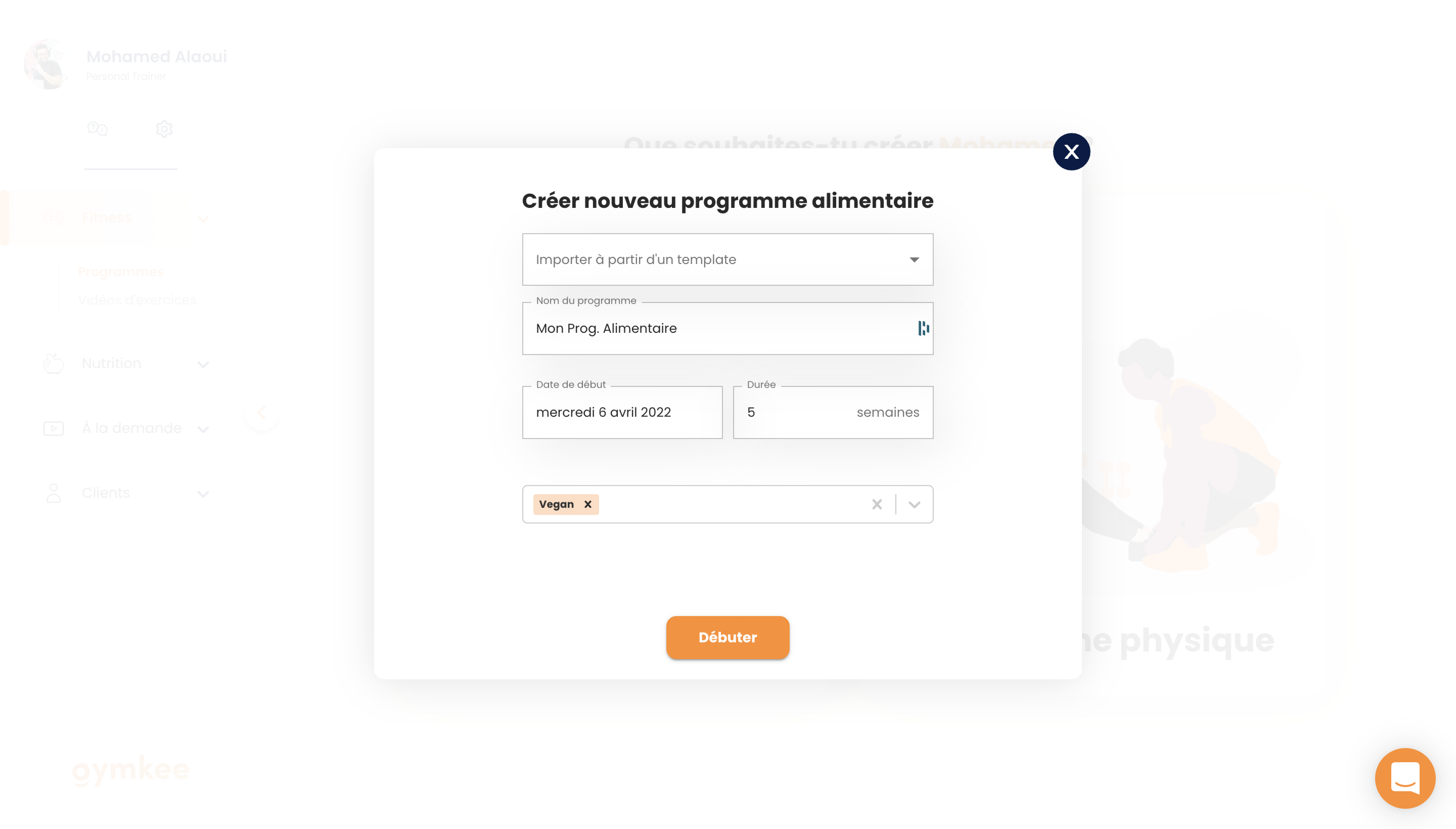 Créer un programme alimentaire sur Gymkee — screenshot 4