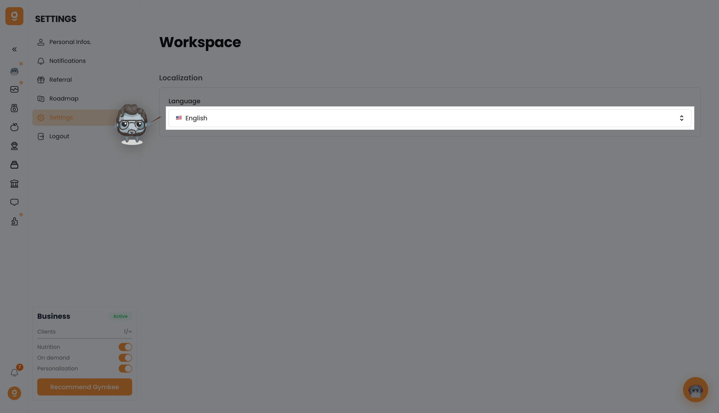 How do I change the application language? — screenshot 1