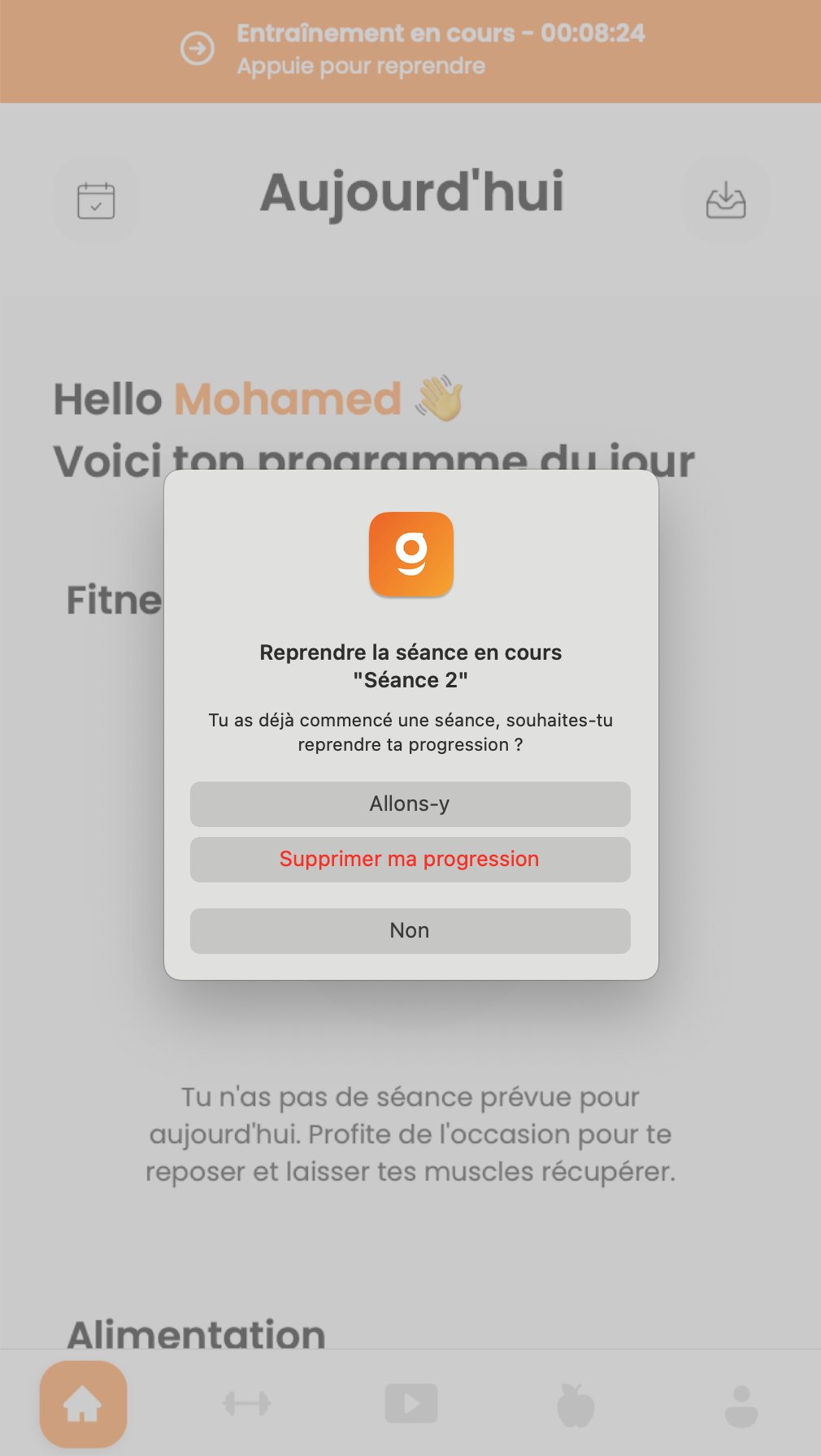 Arrêter / Reprendre une séance — screenshot 5