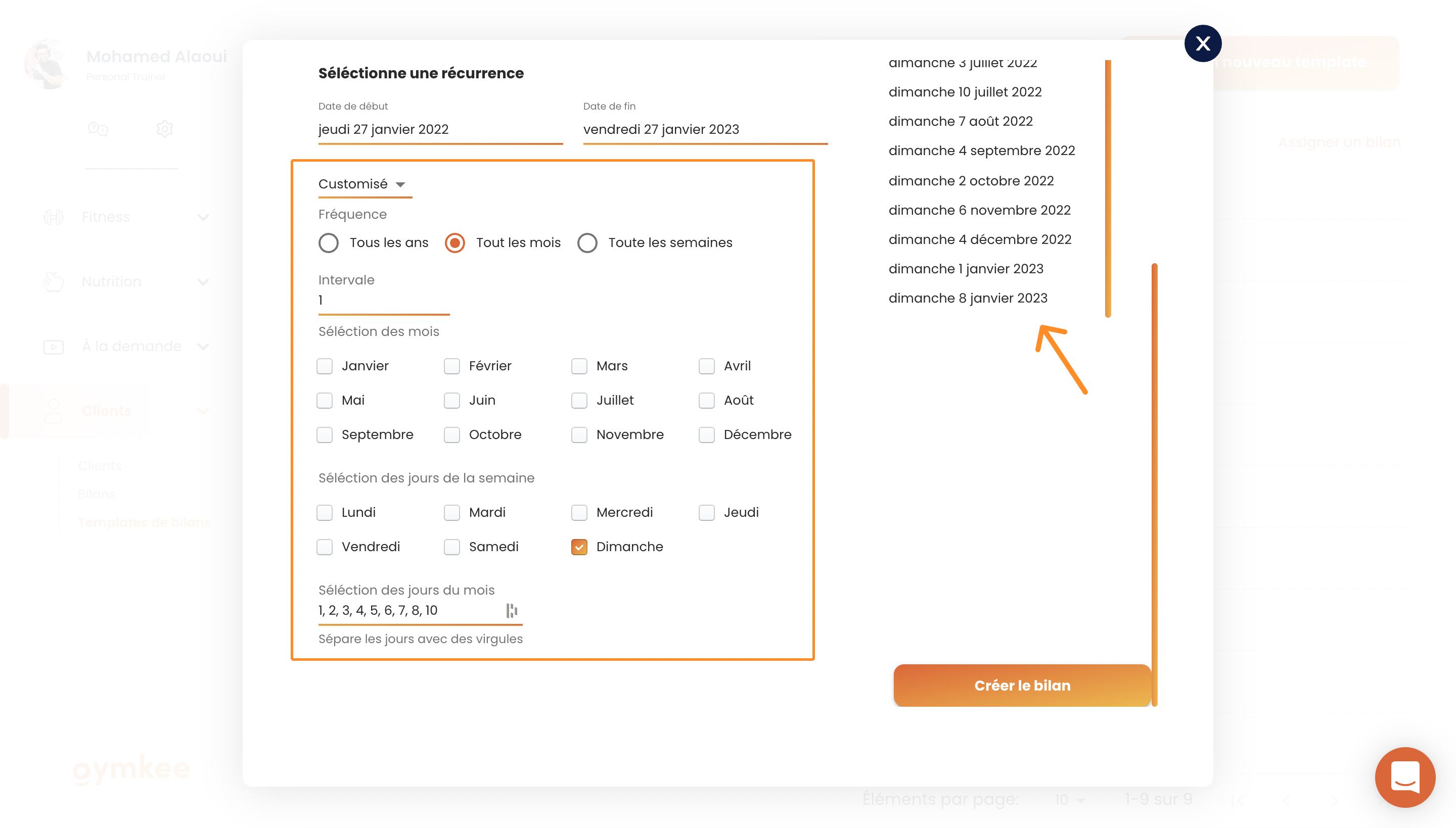 Envoyer un bilan à un client — screenshot 8