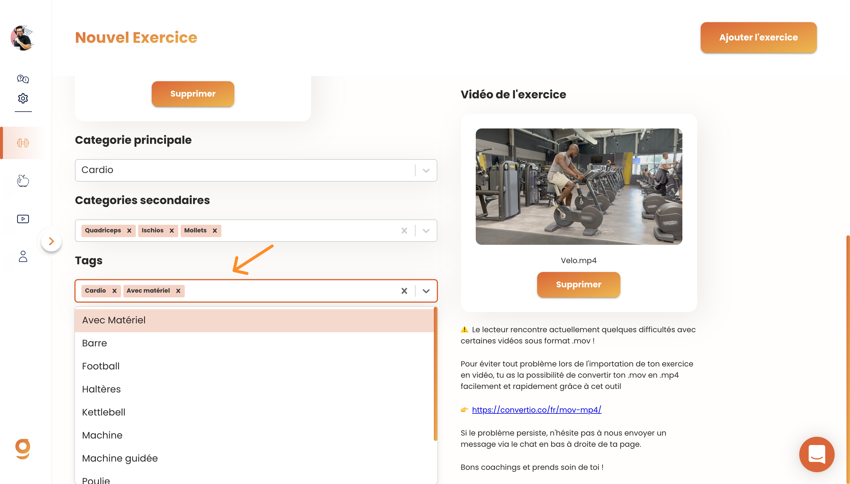 Ajouter ses propres vidéos d'exercices sur Gymkee — screenshot 9
