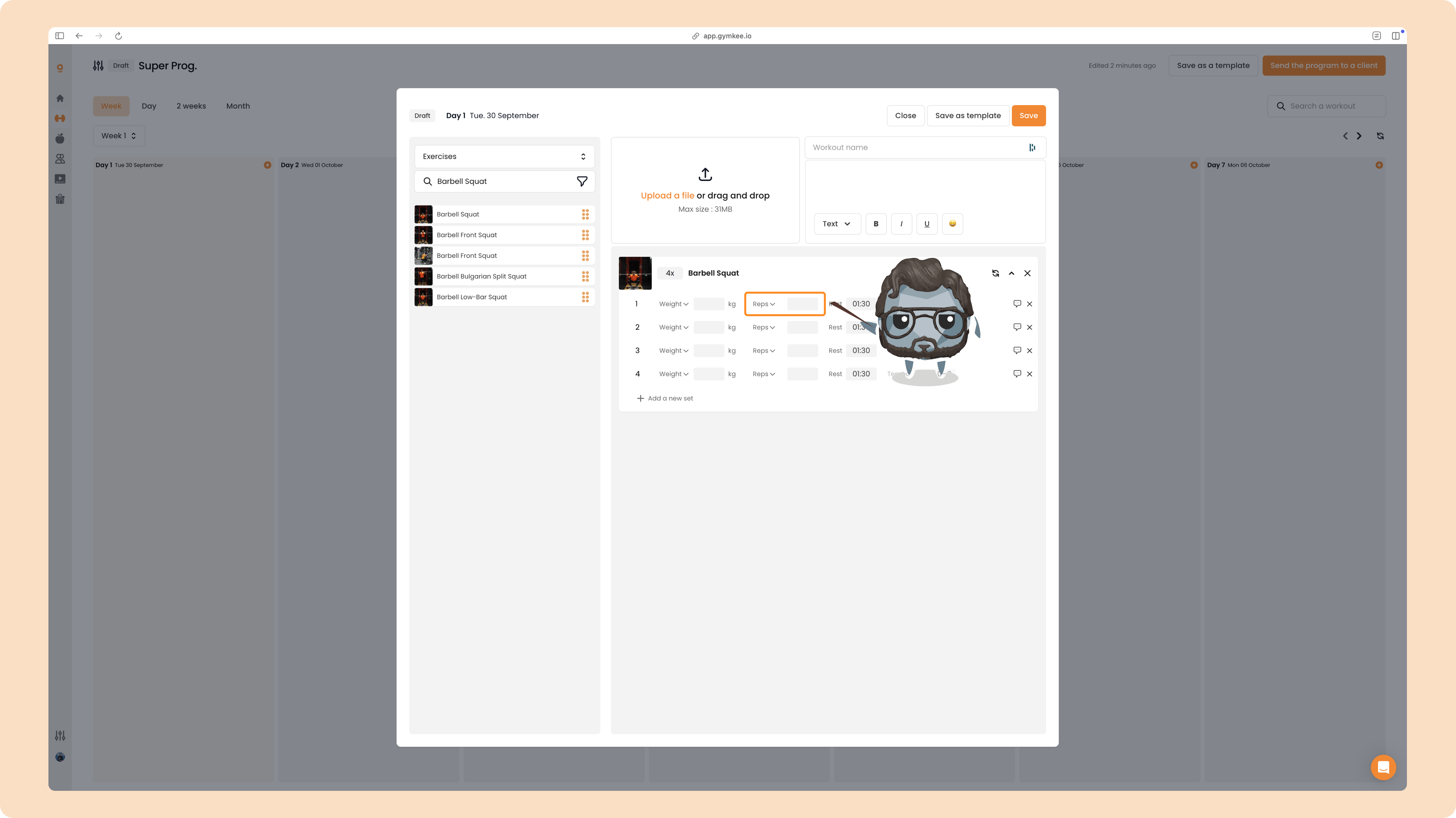Créer un programme sportif sur Gymkee — screenshot 32