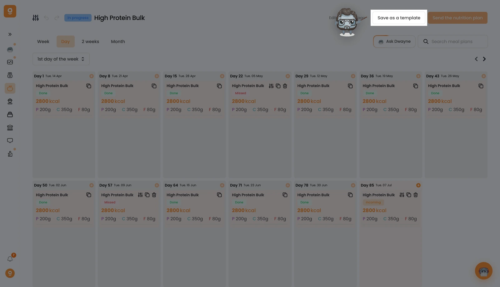 Create Nutrition Plan Templates — screenshot 1