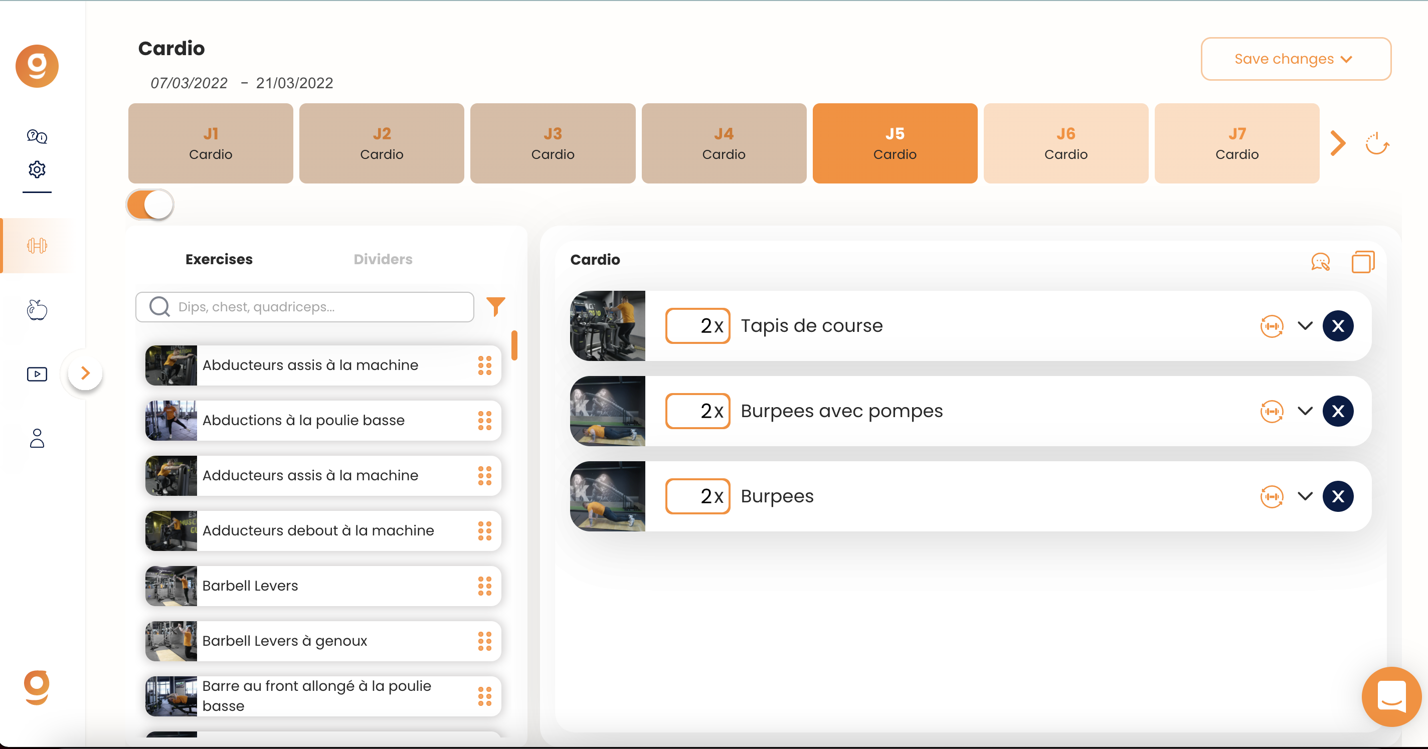 Edycja programu treningowego — screenshot 4