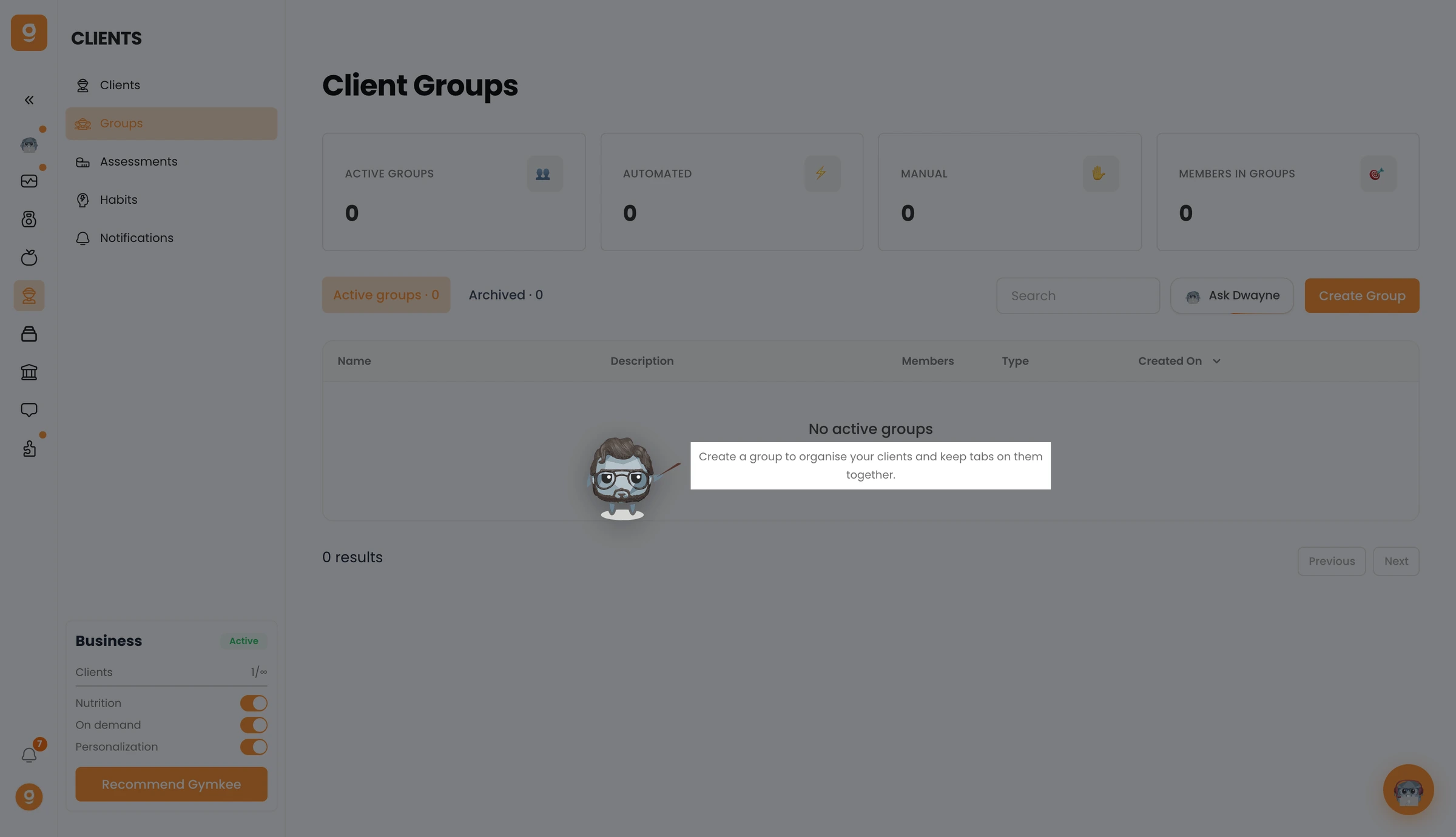 Organize clients with Client Groups β screenshot 1