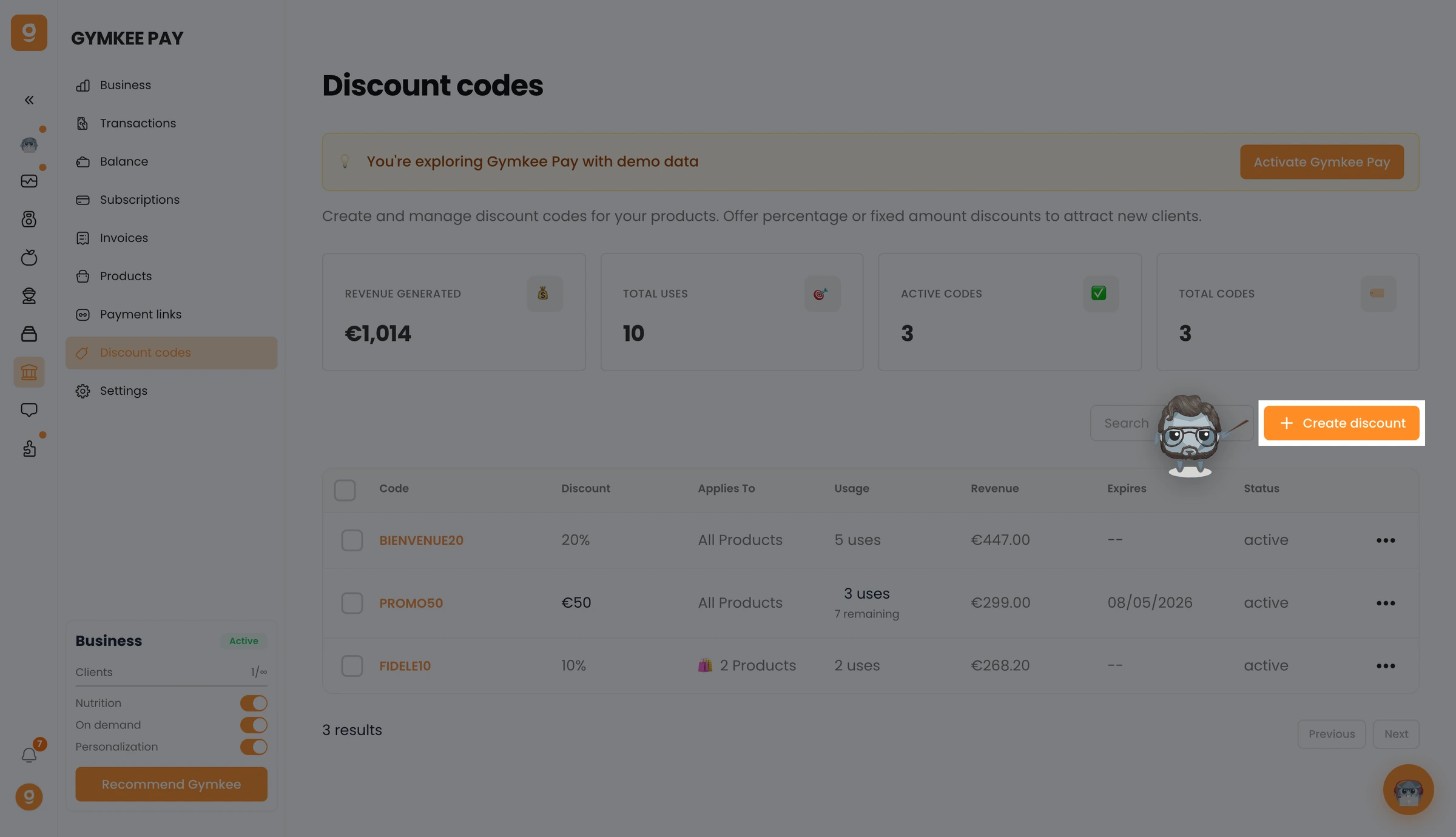 Create a discount code
