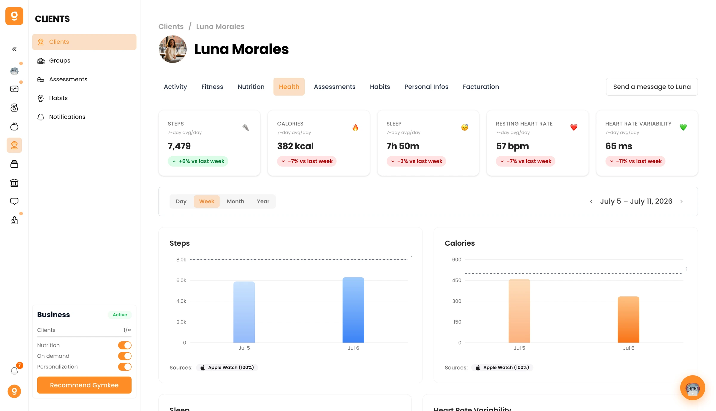 Wearable-imported calories in the Health data