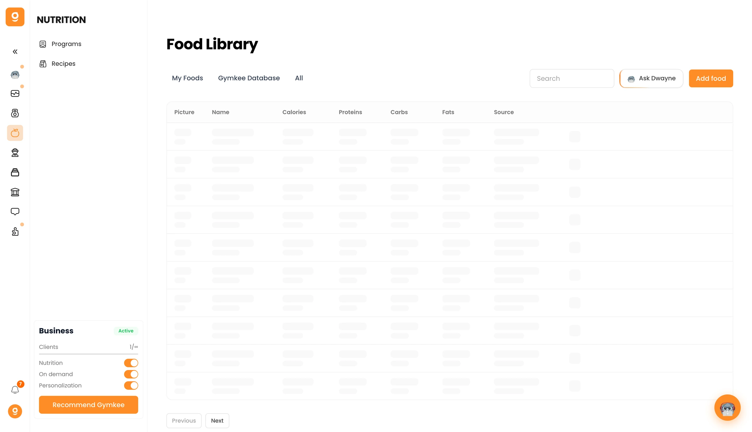 The Food Library and custom foods — screenshot 1