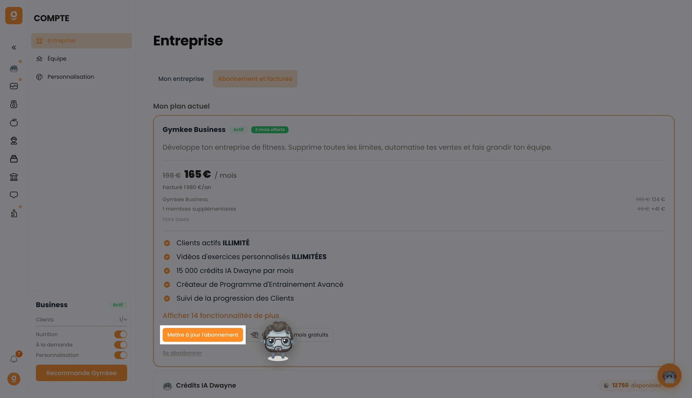 Gérer ton abonnement Gymkee — screenshot 1