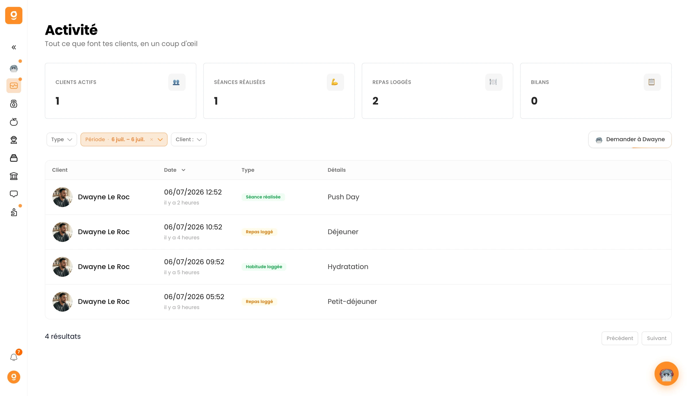 Créer des modèles d'activités sur Gymkee — screenshot 1