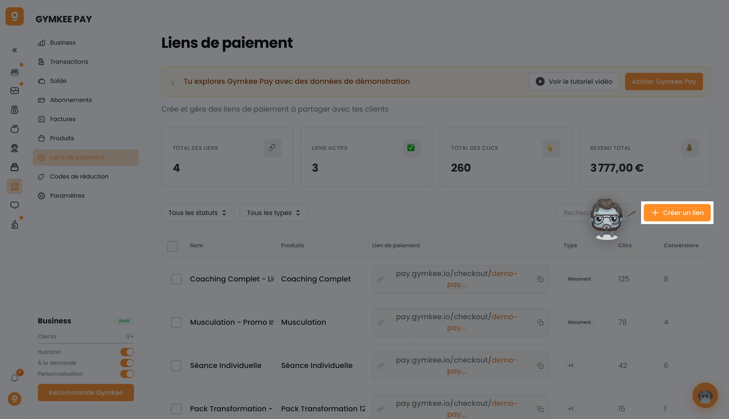 Liens de paiement et réductions — screenshot 1