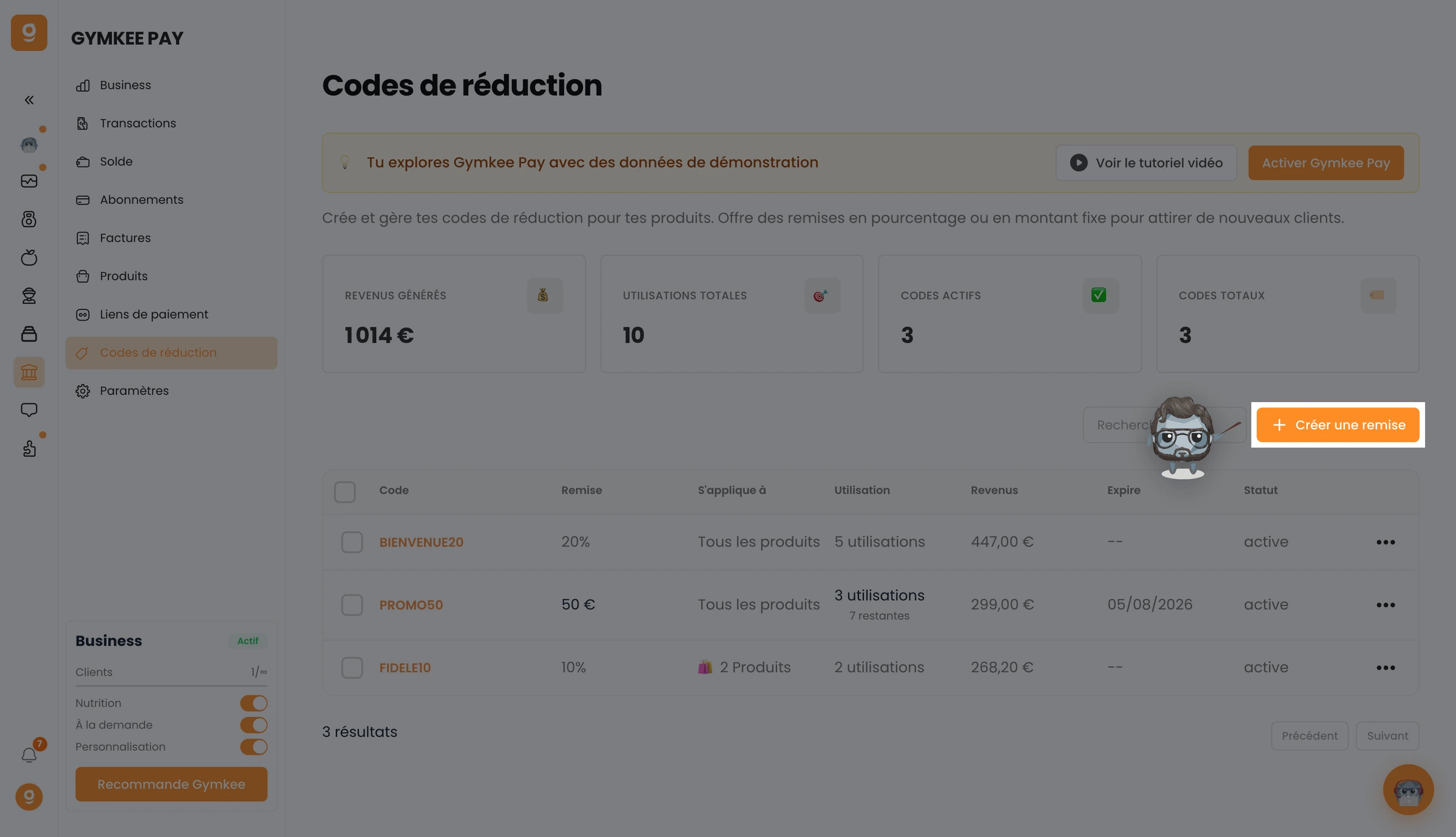 Crée un code de réduction