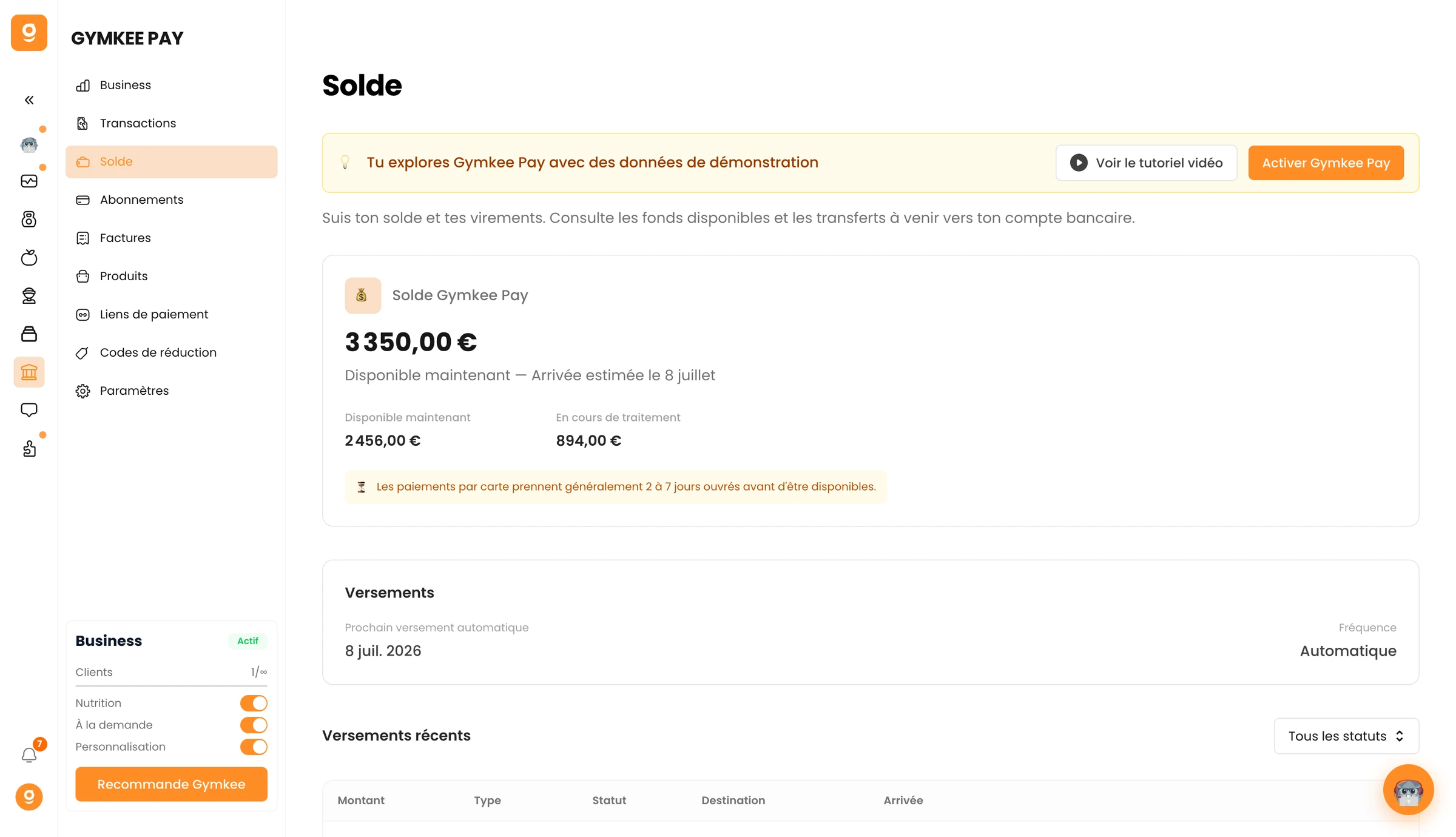 Solde et virements