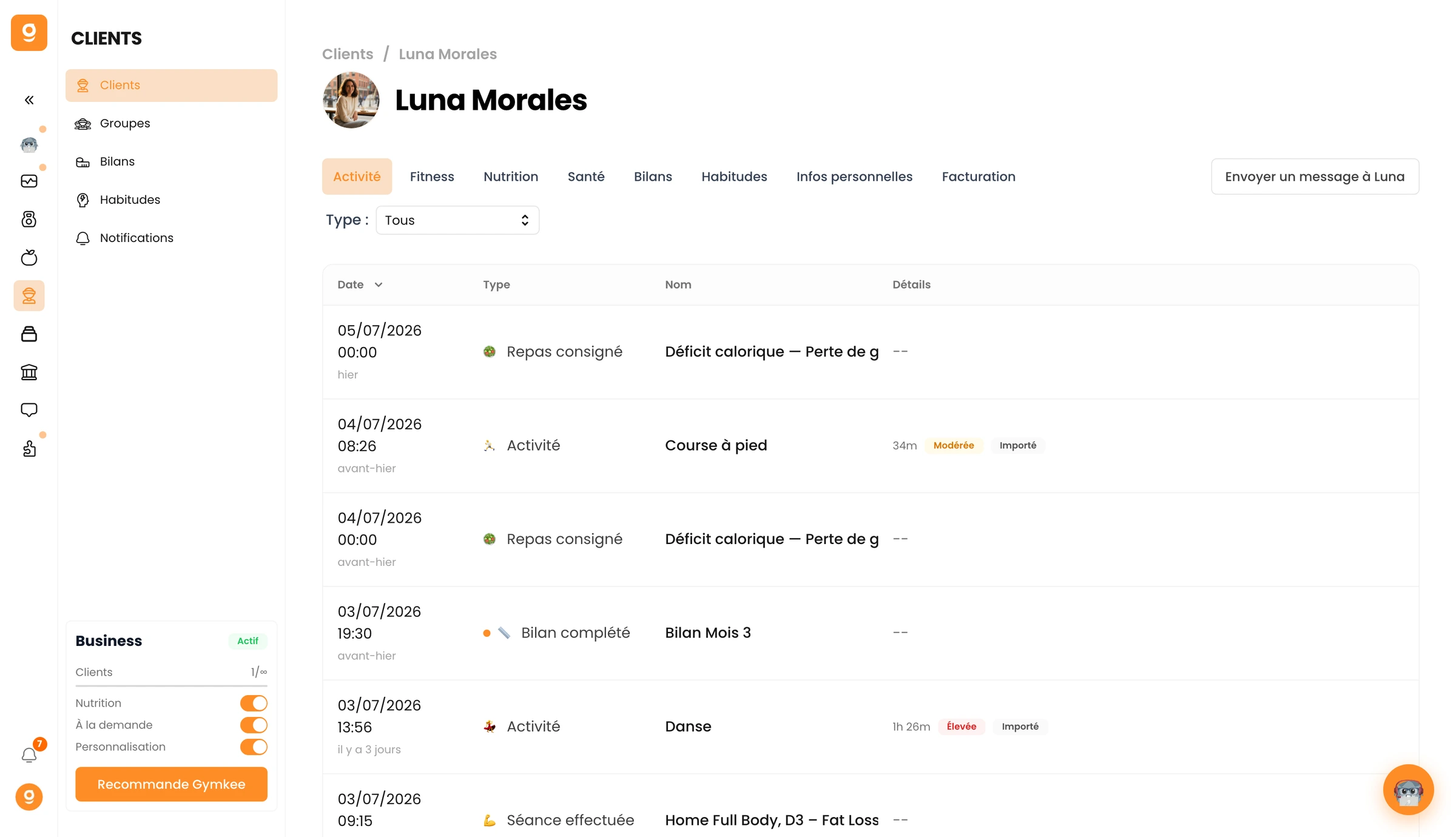 Gérer tes clients sur Gymkee : guide complet — screenshot 1